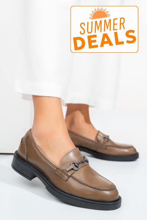 Mocasini taupe piele naturala sally02/oxford