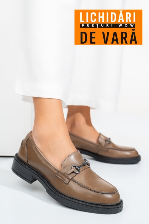 Mocasini taupe piele naturala sally02/oxford
