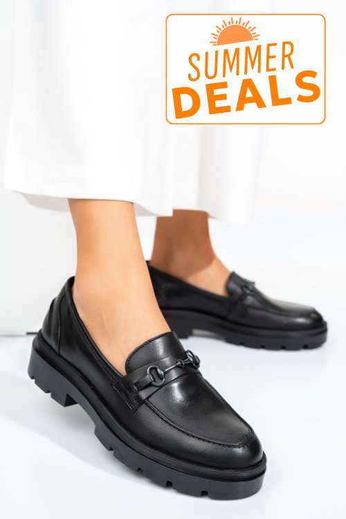 Mocasini negri piele naturala sally02