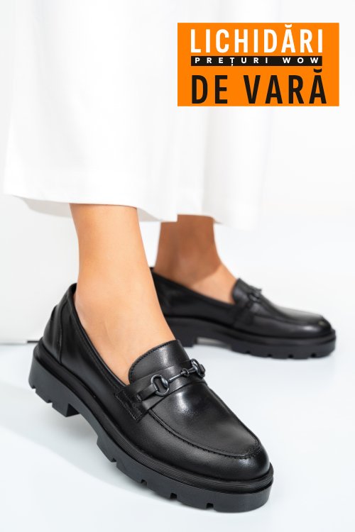 Mocasini negri piele naturala sally02