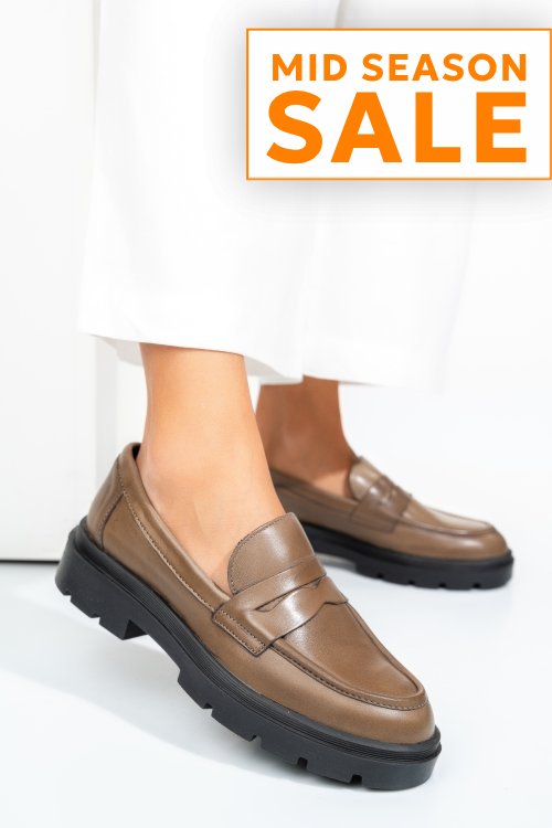 Mocasini taupe piele naturala emme011