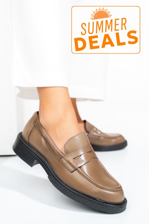 Mocasini taupe piele naturala emme011/oxford