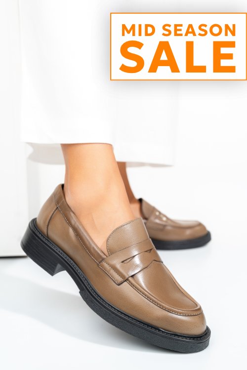 Mocasini taupe piele naturala emme011/oxford