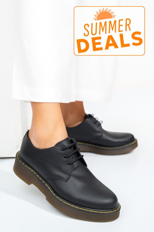 Pantofi negri piele naturala 4s7756