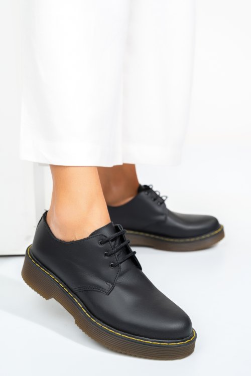 Pantofi negri piele naturala 4s7756