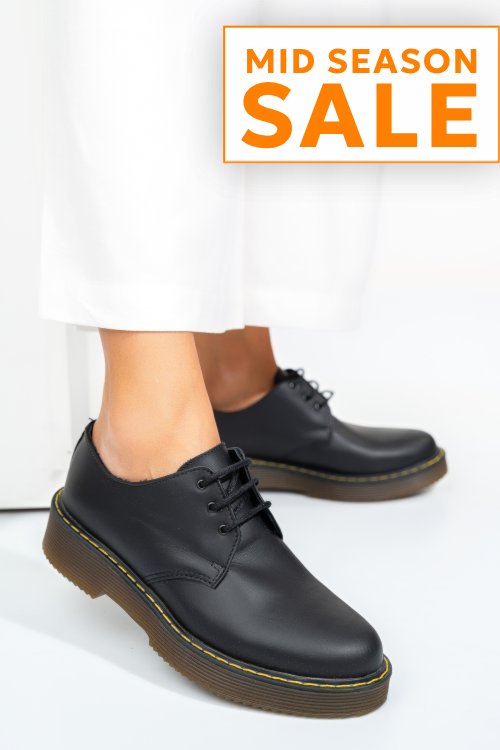 Pantofi negri piele naturala 4s7756