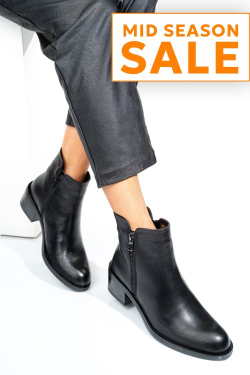 Ghete negre piele naturala 242835np