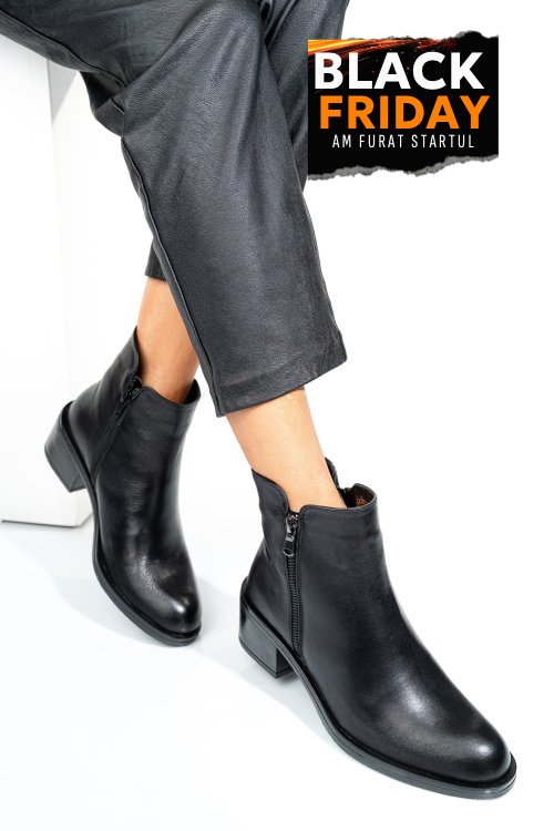 Ghete negre piele naturala 242835np