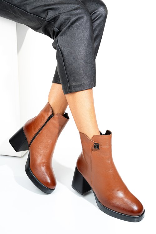Botine maro piele naturala 242828np