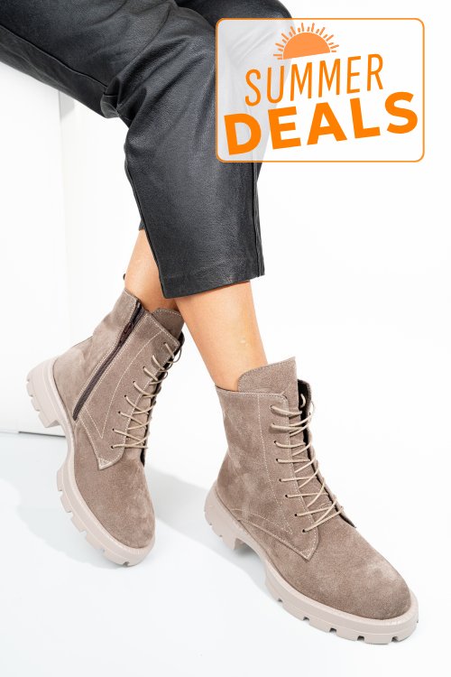 Ghete bej piele naturala intoarsa 242801sp