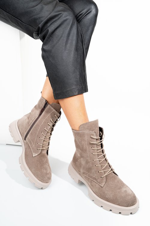 Ghete bej piele naturala intoarsa 242801sp