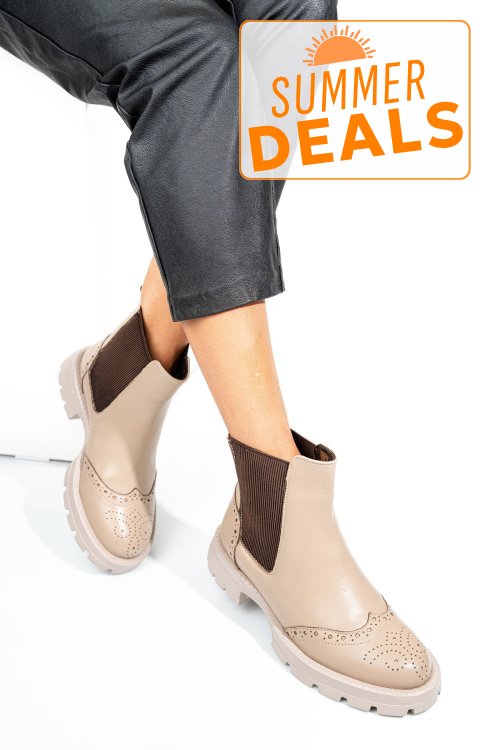 Ghete bej piele naturala 242802np