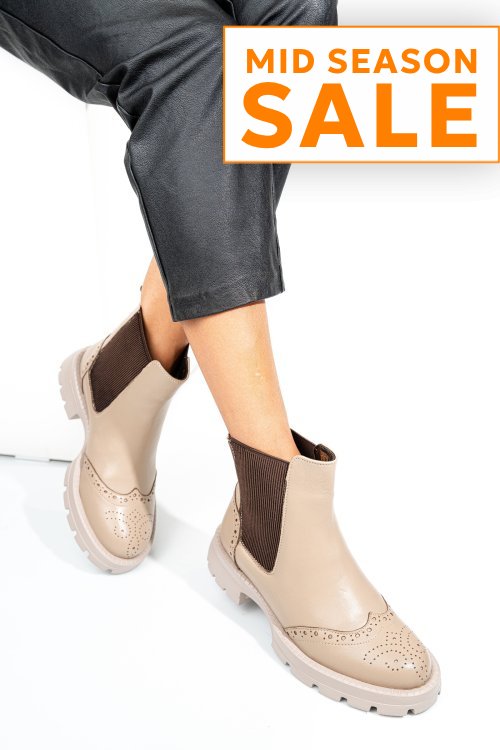 Ghete bej piele naturala 242802np