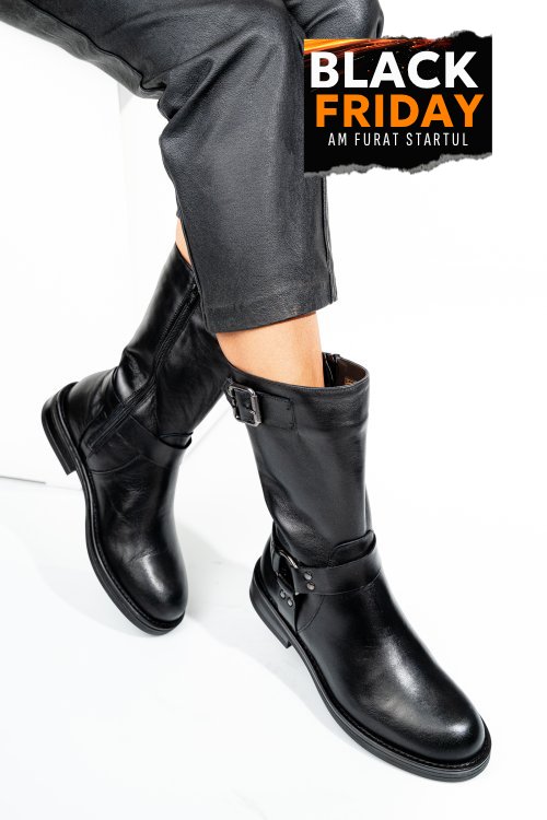 Cizme negre piele naturala 242832np