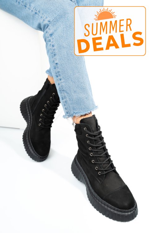 Ghete negre piele naturala 242805nbk