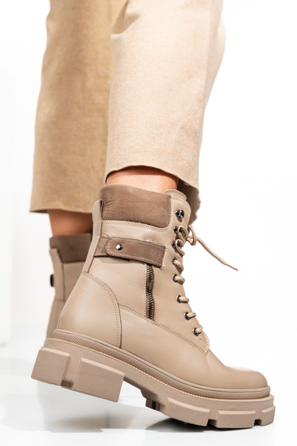 GHETE BEJ PIELE NATURALA 212887NP