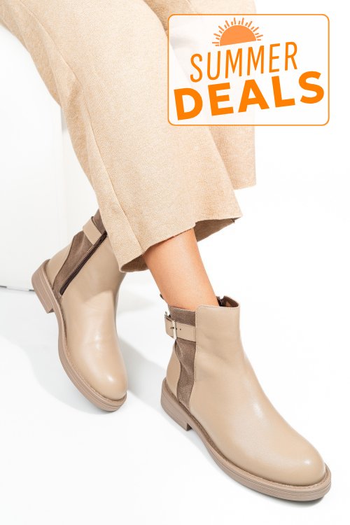 Ghete bej piele naturala 242838np/sp