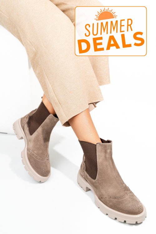 Ghete bej piele naturala intoarsa 242802sp