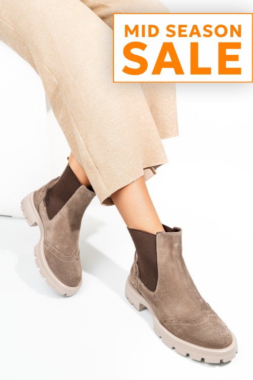 Ghete bej piele naturala intoarsa 242802sp