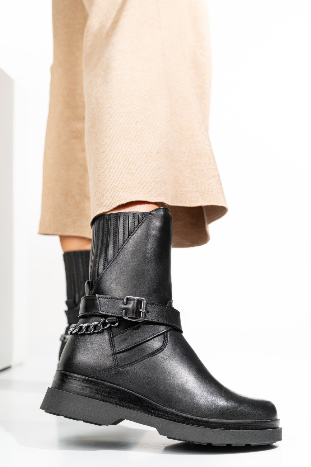 GHETE NEGRE PIELE NATURALA 242817NP