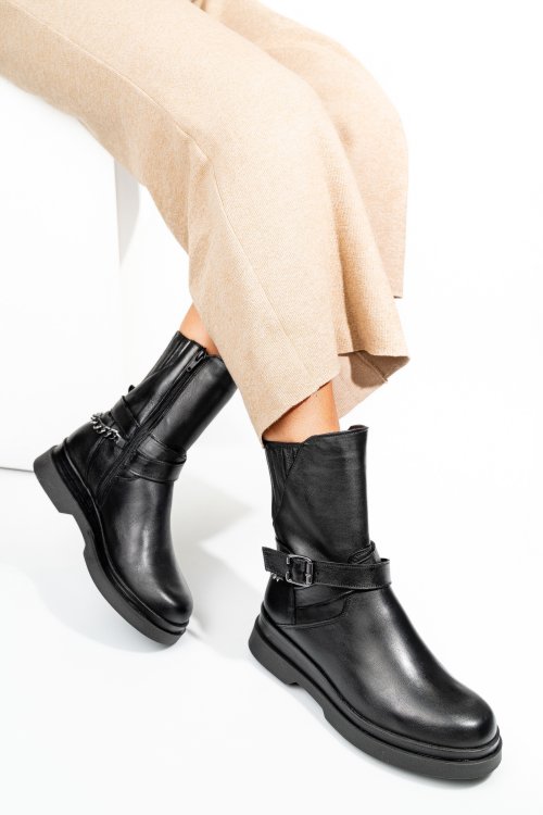 Ghete negre piele naturala 242817np