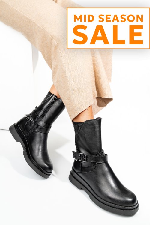 Ghete negre piele naturala 242817np