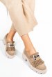 Mocasini bej piele naturala intoarsa is77206