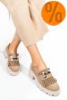 Mocasini bej piele naturala intoarsa is77206