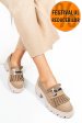 Mocasini bej piele naturala intoarsa is77206
