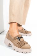 MOCASINI BEJ PIELE NATURALA INTOARSA IS77206
