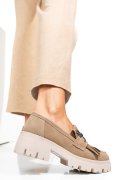 MOCASINI BEJ PIELE NATURALA INTOARSA IS77206