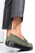 MOCASINI VERZI PIELE NATURALA INTOARSA TSP5903
