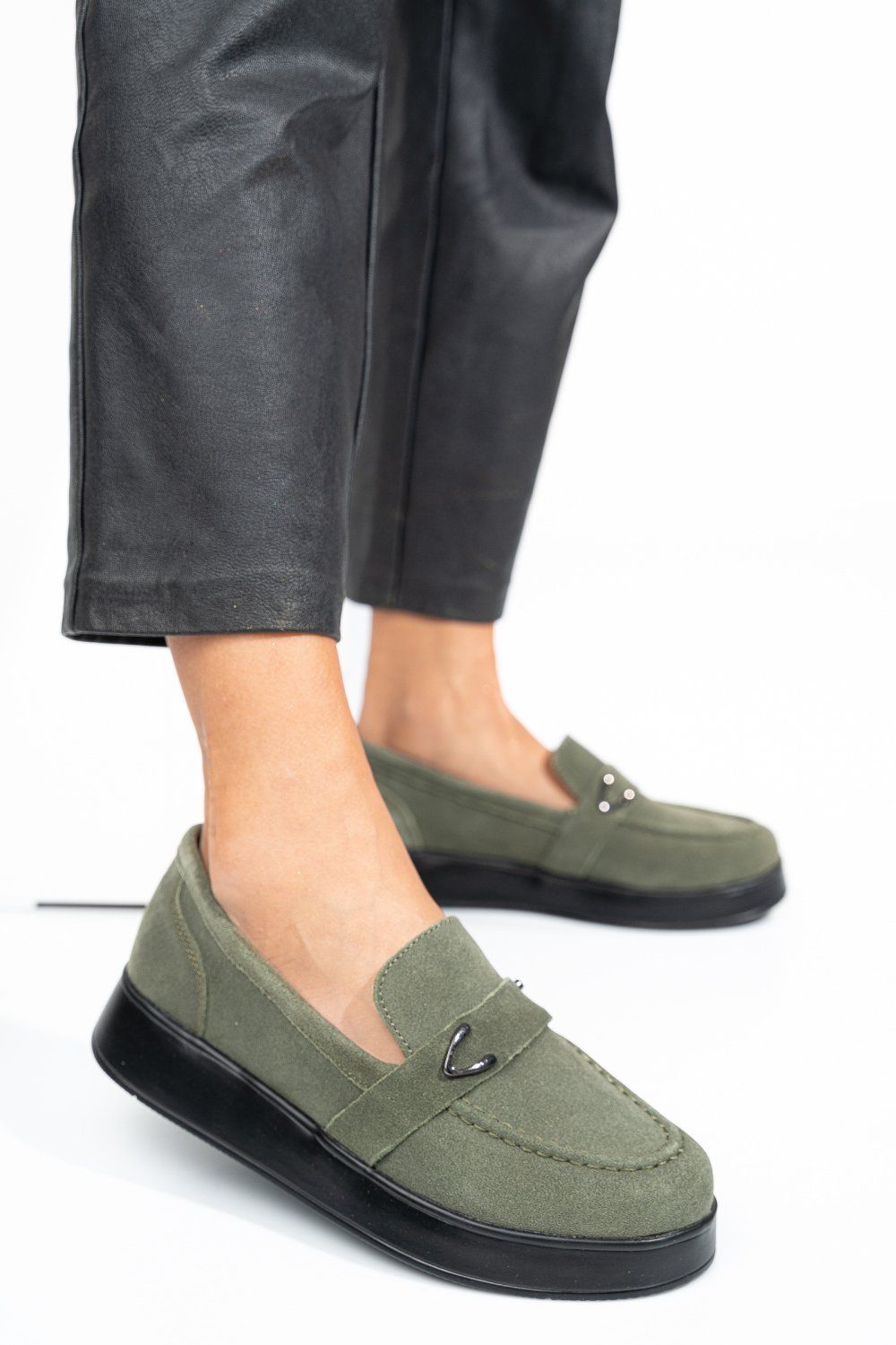 MOCASINI VERZI PIELE NATURALA INTOARSA TSP5903