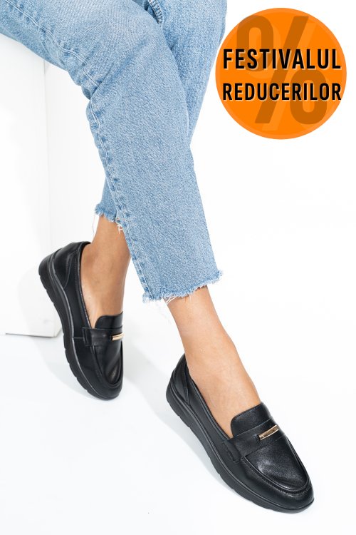 Mocasini negri piele naturala qspl793