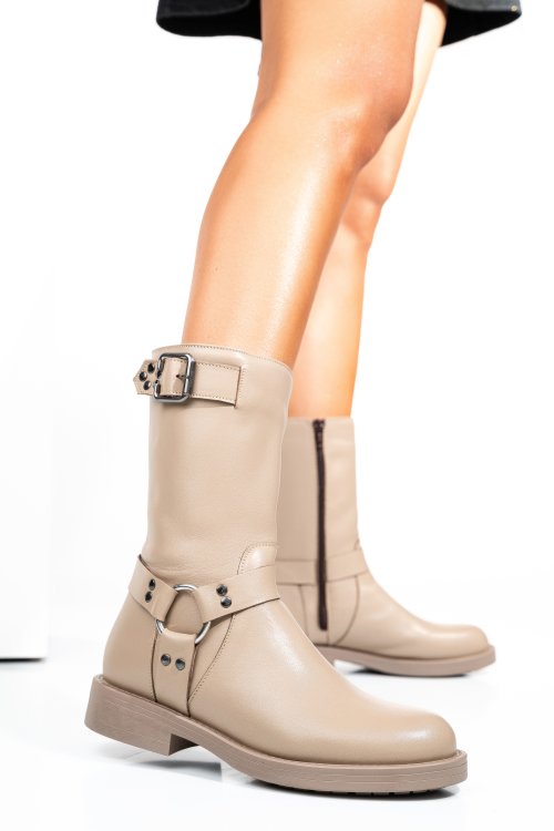 Cizme bej piele naturala 242832np