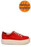 PANTOFI SPORT DAMA PIELE NATURALA INTOARSA ROSII 3S77001