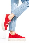 PANTOFI SPORT DAMA PIELE NATURALA INTOARSA ROSII 3S77001