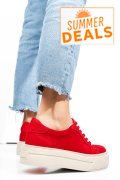 PANTOFI SPORT DAMA PIELE NATURALA INTOARSA ROSII 3S77001