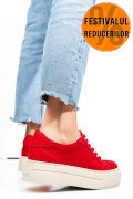 PANTOFI SPORT DAMA PIELE NATURALA INTOARSA ROSII 3S77001