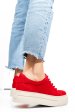Pantofi sport dama piele naturala intoarsa rosii 3s77001