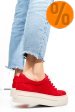 Pantofi sport dama piele naturala intoarsa rosii 3s77001