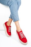 PANTOFI SPORT DAMA PIELE NATURALA INTOARSA ROSII 3S77001