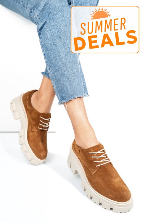 Pantofi casual femei piele naturala intoarsa maro 2s77080