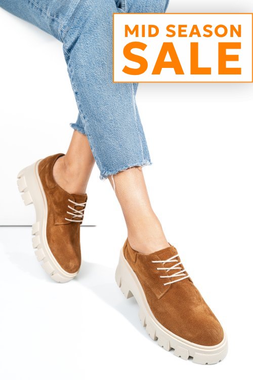 Pantofi casual femei piele naturala intoarsa maro 2s77080
