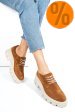 Pantofi casual femei piele naturala intoarsa maro 2s77080