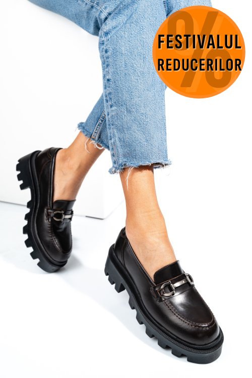 Mocasini maro inchis piele naturala 6s77711