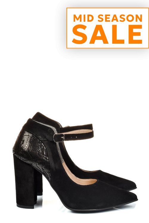 Pantofi negri piele naturala intoarsa 5s77909