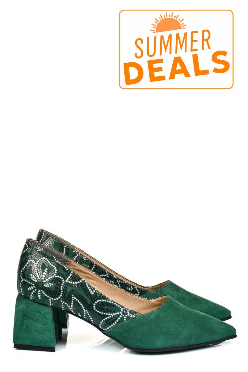 Pantofi verzi piele naturala intoarsa 5s77460