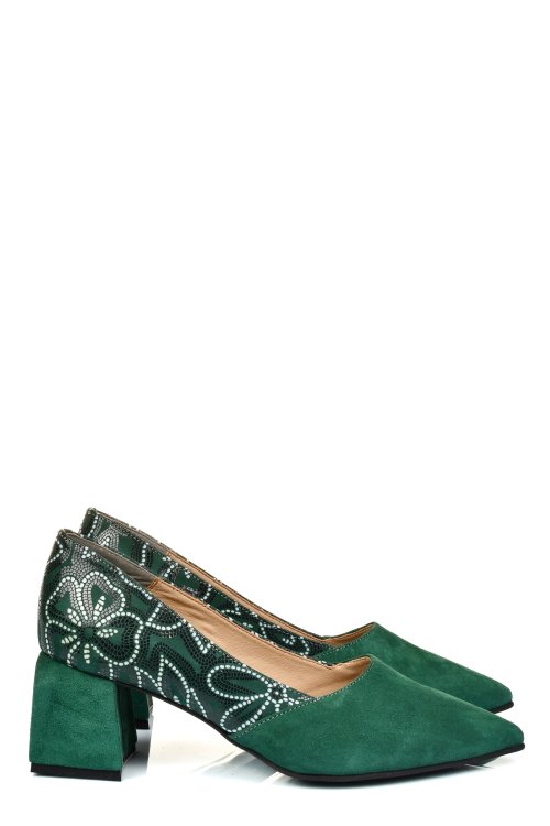 Pantofi verzi piele naturala intoarsa 5s77460