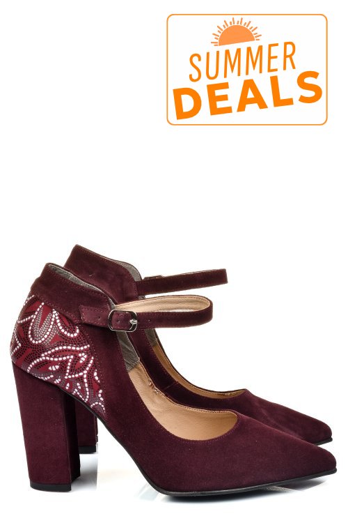 Pantofi visinii piele naturala intoarsa 5s77909